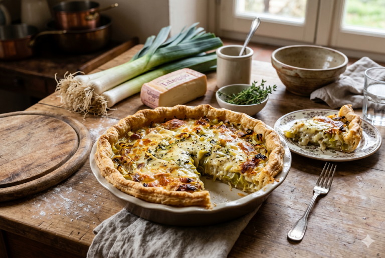 torta salata porri e taleggio
